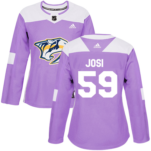 Adidas Predators #59 Roman Josi Purple Authentic Fights Cancer Women's Stitched NHL Jersey - Click Image to Close